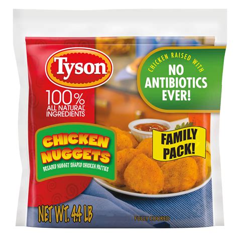 Tyson All Natural Fully Cooked Chicken Nuggets 44 Lb Bag Frozen