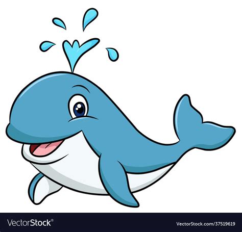 Cute Blue Whale Cartoon Royalty Free Vector Image