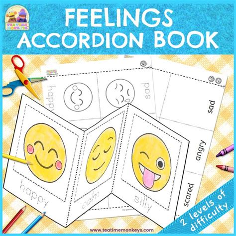 Here are 10 books for kids about feelings that will help! Feelings Accordion Book - Printable - Tea Time Monkeys