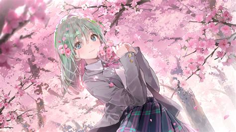 Download Wallpaper 3840x2160 Girl Schoolgirl Sakura Flowers Anime
