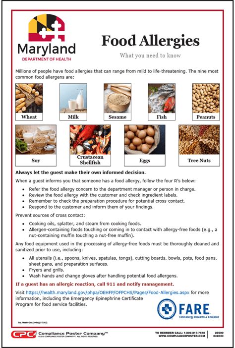 Maryland Food Allergy Awareness Poster