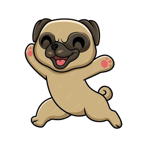 Premium Vector Cute Little Pug Dog Cartoon