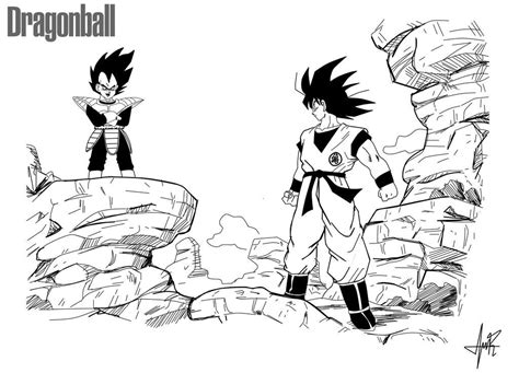 Goku Vs Vegeta Dragon Ball Z Classic Manga Style By Thedarkdeath666