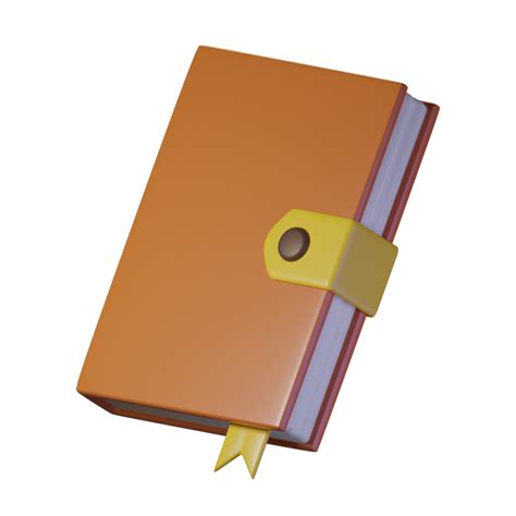 Brown Book With Yellow Bookmark Isolated On Transparent Background 3d