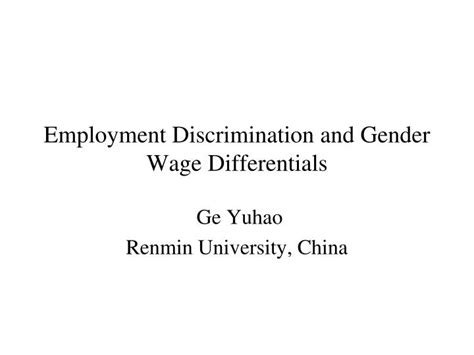 Ppt Employment Discrimination And Gender Wage Differentials