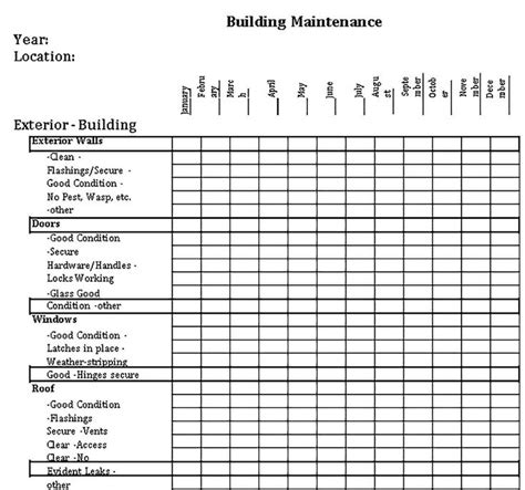 Daily Building Maintenance Checklist Template