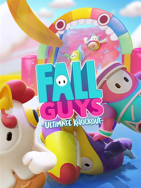 The Game Cover For Fall Guys Ultimate Knockout With An Image Of Two