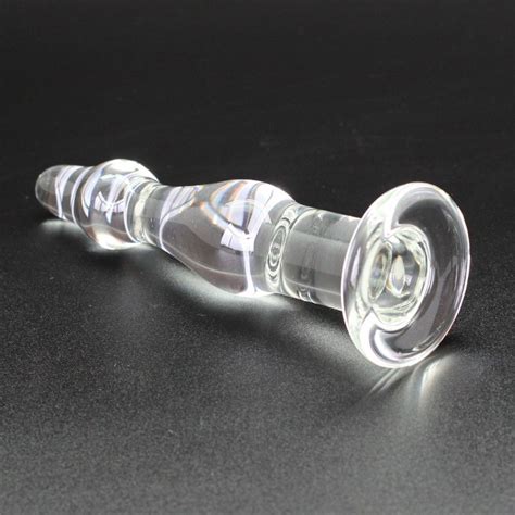 Crystal Pyrex Glass Dildos Anal Butt Plug With 2 Beads Sex Toys For Women Men Adult Products