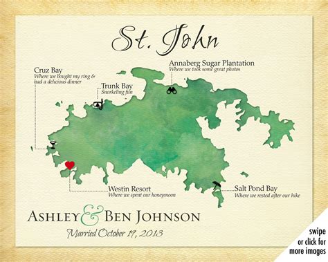 Personalized Map Of St John Usvi Customize This Island Map With Your
