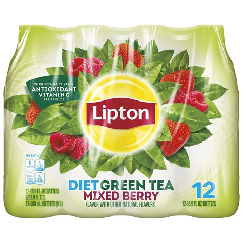 Buy Lipton Diet Green Tea Mixed Berry Iced Tea 169 Fl Oz 12 Pack