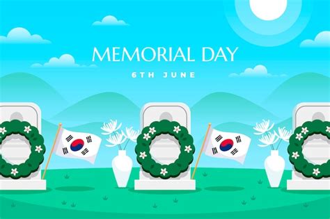 Free Vector Flat Background For South Korean Memorial Day Celebration