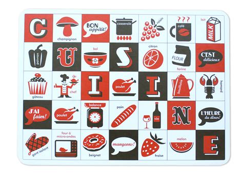 French Cuisine Typographic Placemat By Susan Taylor