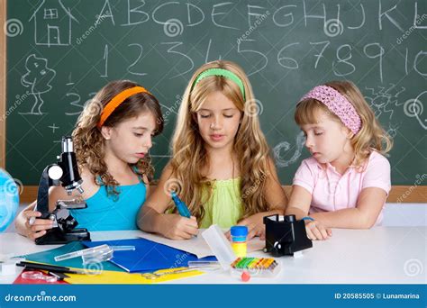 Kids Group Of Student Girls At School Classroom Stock Image Image Of
