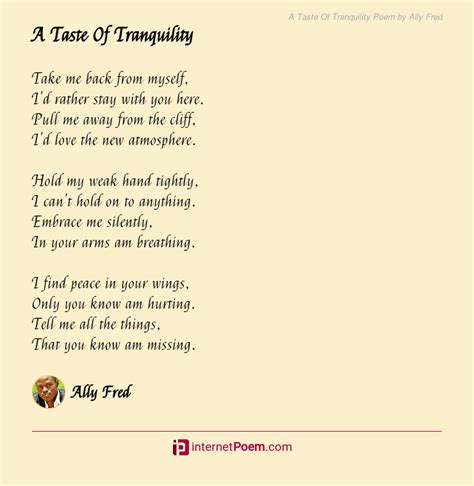 A Taste Of Tranquility Poem By Ally Fred