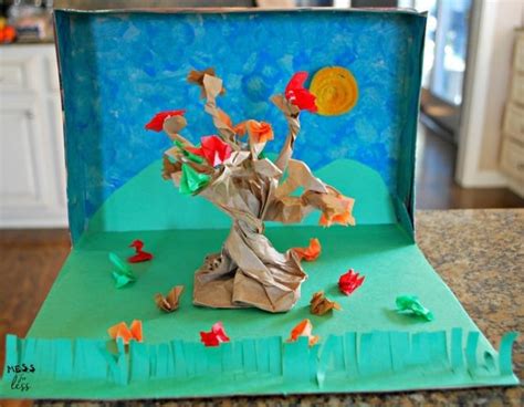 Fall Diorama With Cereal Box Mess For Less