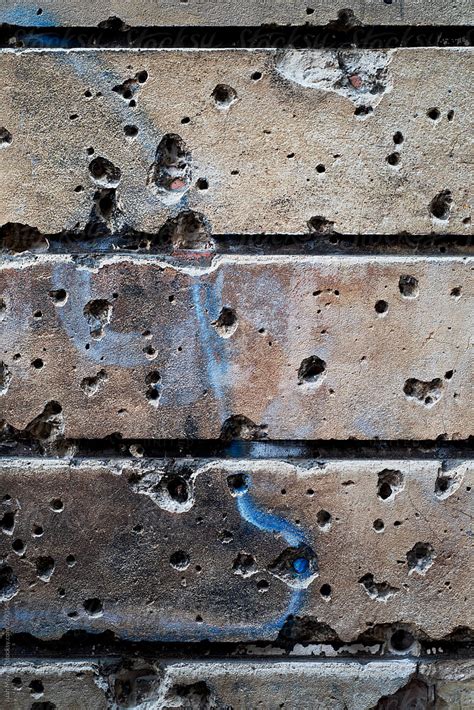 Bullet Holes In A Wall In Berlin By Stocksy Contributor Juan Moyano