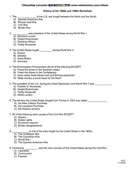 8 American History Printables Worksheets