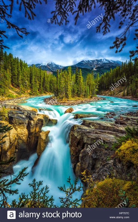 Sunwapta Falls Alberta Canada Stock Photo Alamy
