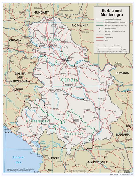 Large Detailed Political Map Of Serbia And Montenegro With Roads And