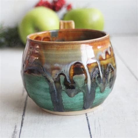 Andover Pottery — Handmade Mug With Colorful Dripping Glazes Handcrafted Art Pottery Coffee Cup