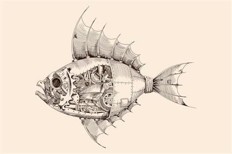 Steampunk Fish Vectors And Illustrations For Free Download Freepik