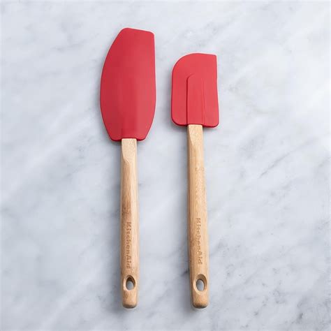 Kitchenaid Classic Silicone Spatula With Bamboo Set Of 2 Red
