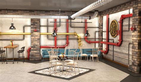 Coffee Shop Interior Design Industrial Style On Behance