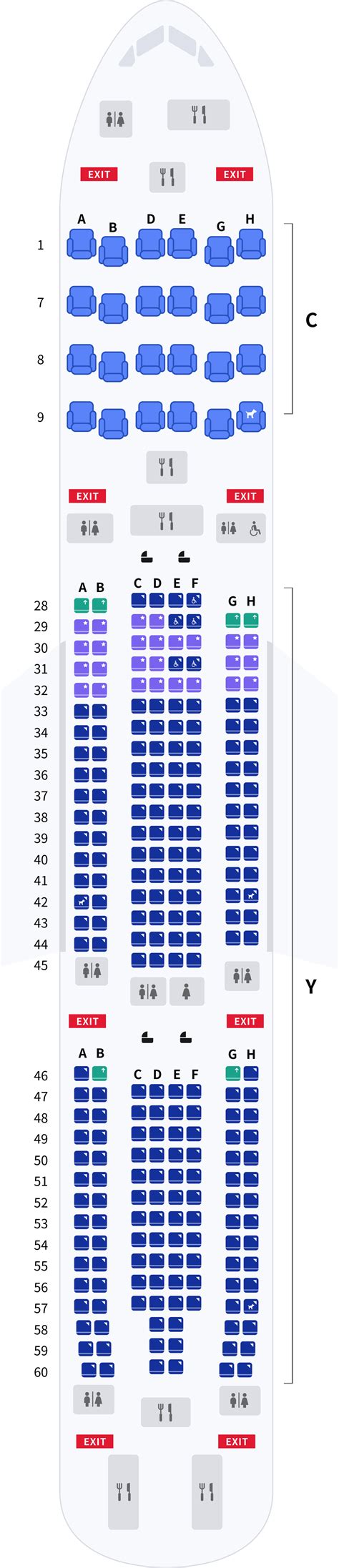 Airbus A330 300 Seat Map Korean Air