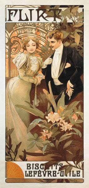 Alphonse Mucha Poster Advertising Flirt Biscuits By Lefevre