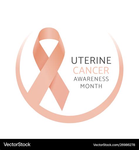 Peach Ribbon Uterine Cancer Awareness Royalty Free Vector