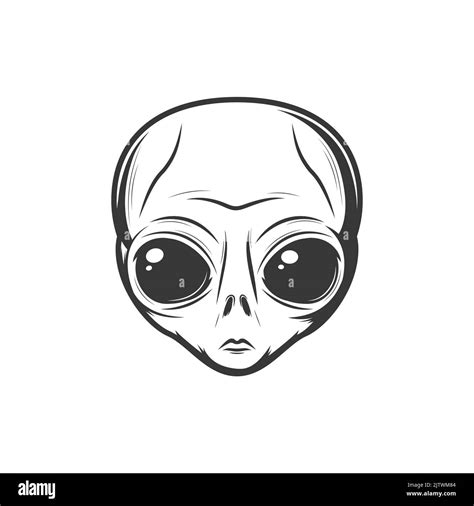 Martian Head Fiction Character With Big Ears Isolated Mystic Face Vector Ufo Invader