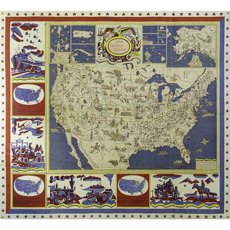 Map United States Pictorial Our United States Edward Everett Henry