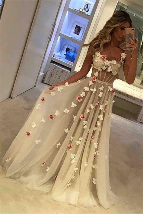 Unique Tulle White Long Prom Dress White Formal Dress For