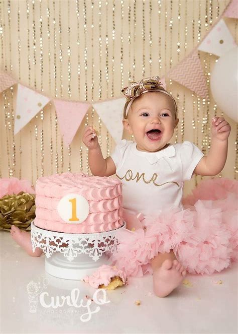 Pink And Gold Cake Smash Smash Cake Photoshoot 1st Birthday Photoshoot