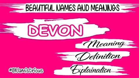 Devon Name Meaning Devon Name Devon Name And Meanings Devon Means‎ Namistrious Youtube