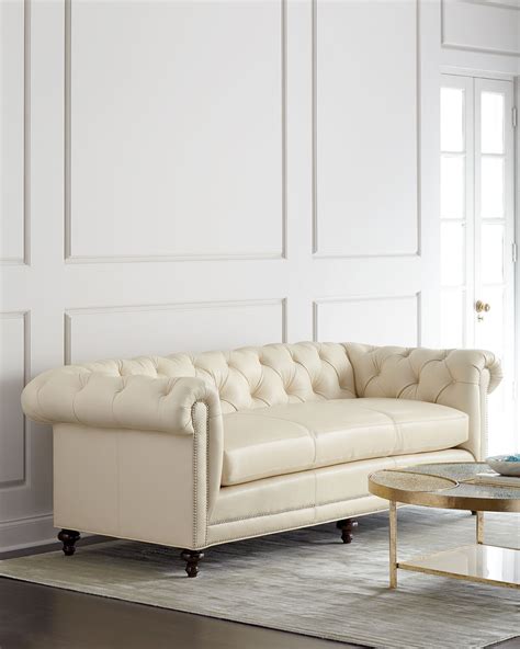 Massoud Davidson Cream Tufted Chesterfield Sofa Neiman Marcus