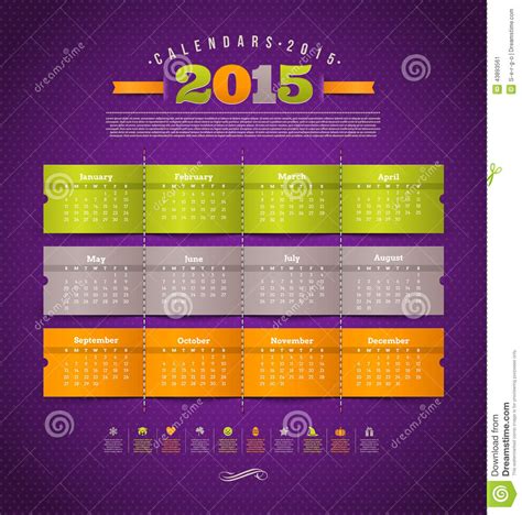 Calendar 2015 Stock Vector Illustration Of Decor Diary 43893561