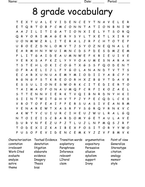 Vocabulary 8 Grade Word Search Wordmint