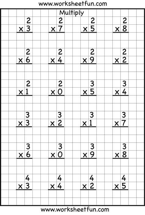 Single Digit Multiplication - 8 Worksheets | Multiplication worksheets, Math worksheets ...