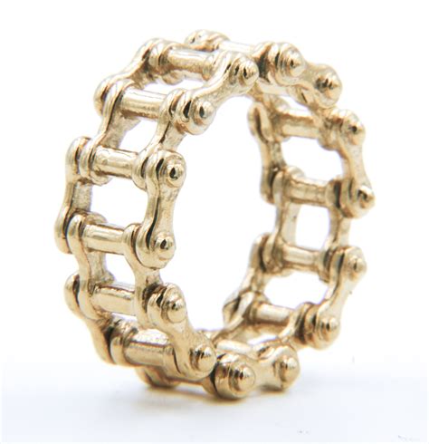 Gold Bike Chain Ring Ss Biker Rock Star Rings