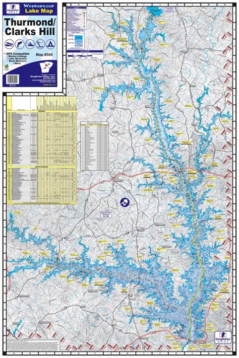 Thurmondclarks Hill Lake Waterproof Map 305 Kingfisher Maps Inc