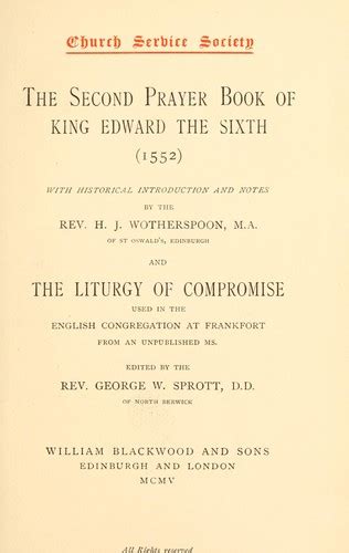 The Second Prayer Book Of King Edward The Sixth 1552 1905 Edition
