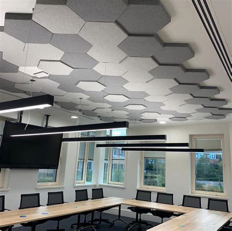 Bespoke Acoustic Hexagon Ceiling Panels To Create Feature Ceiling For