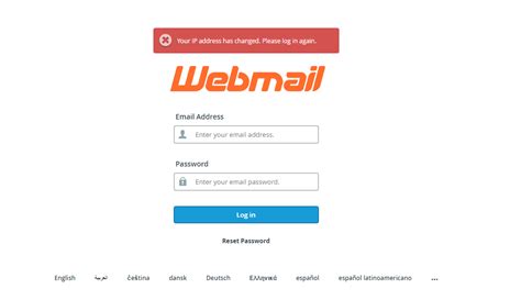 Webmail Error Your Ip Address Has Changed Please Log In Again