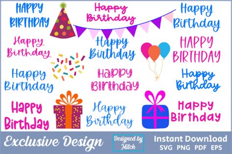 Happy Birthday Day Svg Graphic File Pack Graphic By Designed By Mitch
