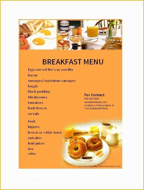 Free Printable Breakfast Menu Templates Of 30 Restaurant Menu Templates
