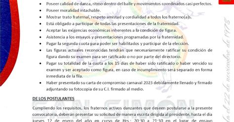 F F C C U San Simon Convocatoria Examen Filas De Figuras Carnaval De Oruro