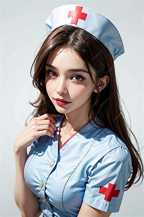 Hermosa Joven Enfermera Con Uniforme De Enfermera Hospital Sombrero De