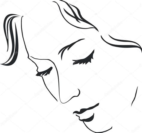 Силуэт спокойное лицо молодой женщины векторное изображение ©hellyf