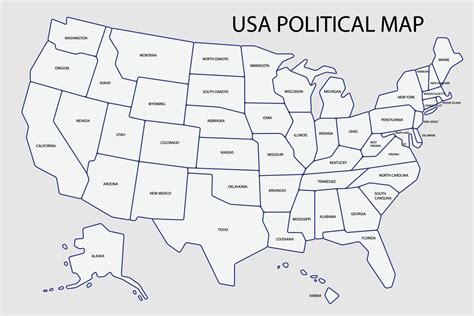 Mapa Con Division Politica De Estados Unidos